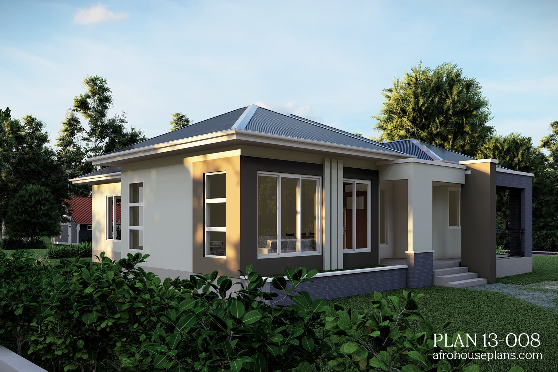 Simple 3 Bedrooms House Plan - AfroHousePlans.com