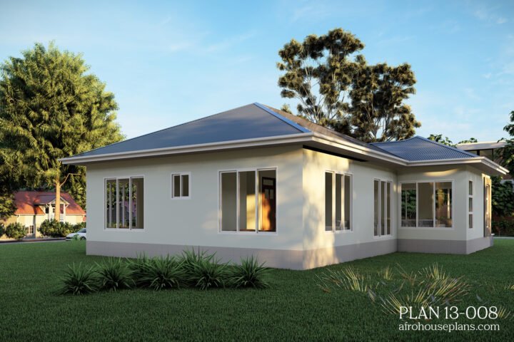 Simple 3 Bedrooms House Plan: back