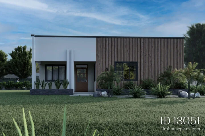 Contemporary 2 Bedroom House Plan - Front View
