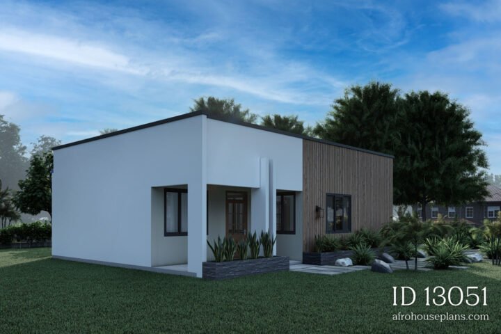 Contemporary 2 Bedroom House Plan - Front View