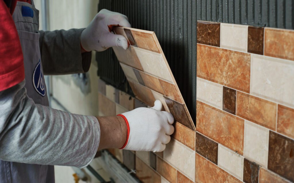 laying ceramic tiles