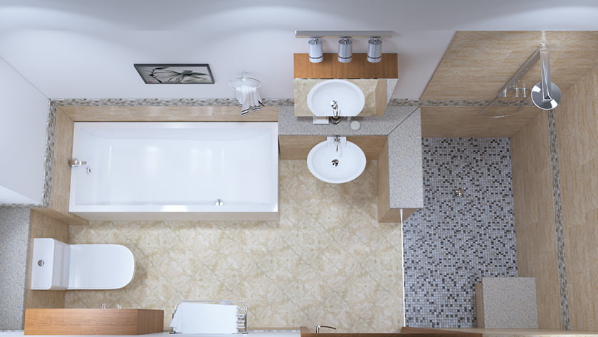 Bathroom Design Ideas with bathtub and ledgewalls