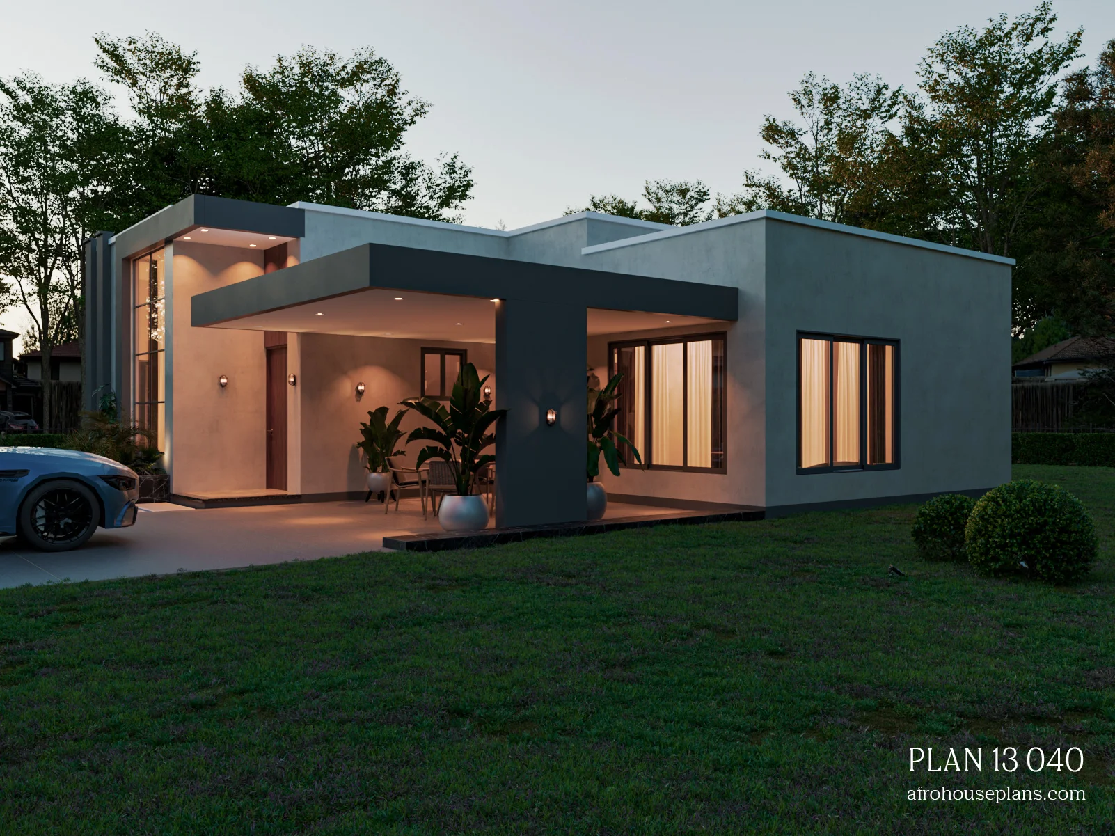 Modern Small House Design: Rear View