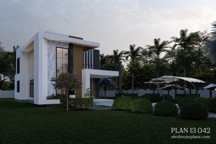 Two Storey 3 Bedroom Modern House Design: side view