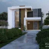 Two Storey 3 Bedroom Modern House Design: front view