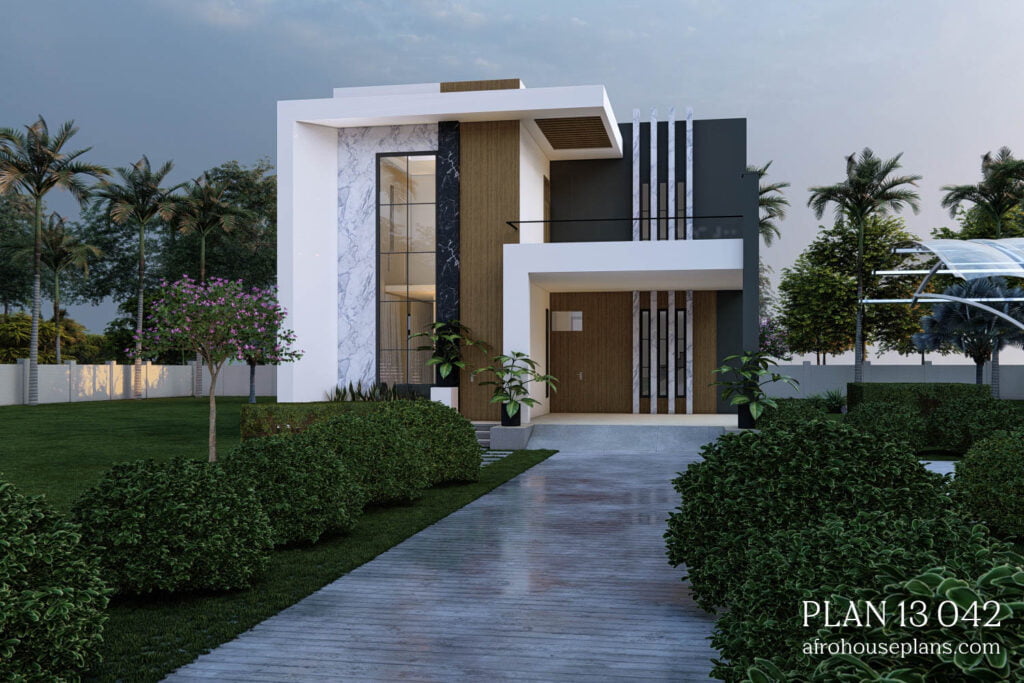 Two Storey 3 Bedroom Modern House Design: front view