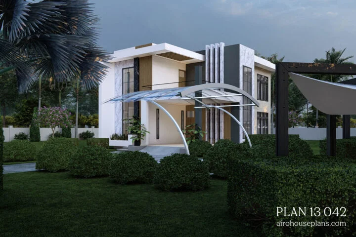 Two Storey 3 Bedroom Modern House Design: side view