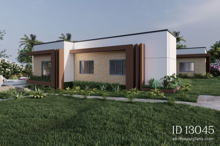 single story 6 bedroom house floor plans: back view