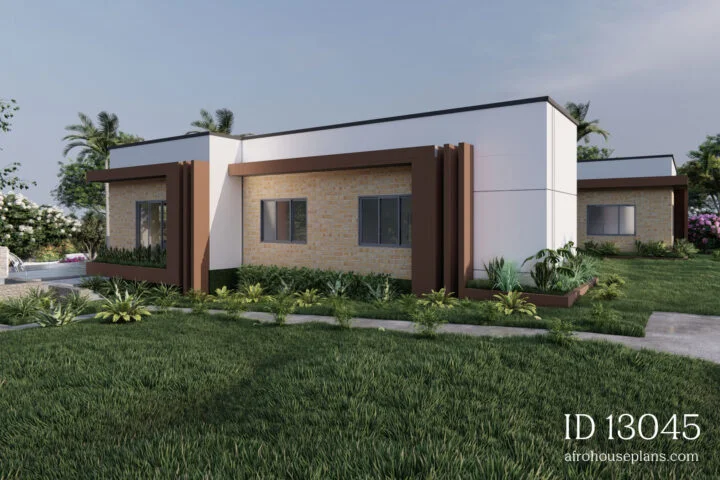 single story 6 bedroom house floor plans: back view