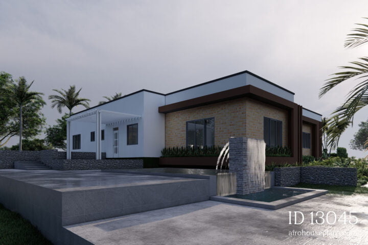 single story 6 bedroom house floor plans: front view one