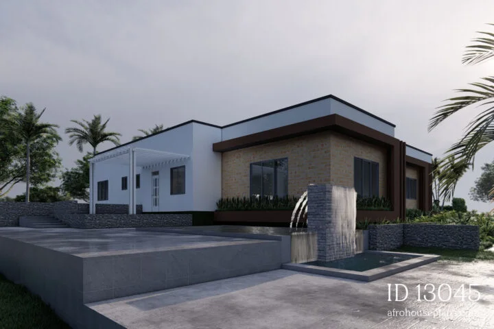 single story 6 bedroom house floor plans: front view one