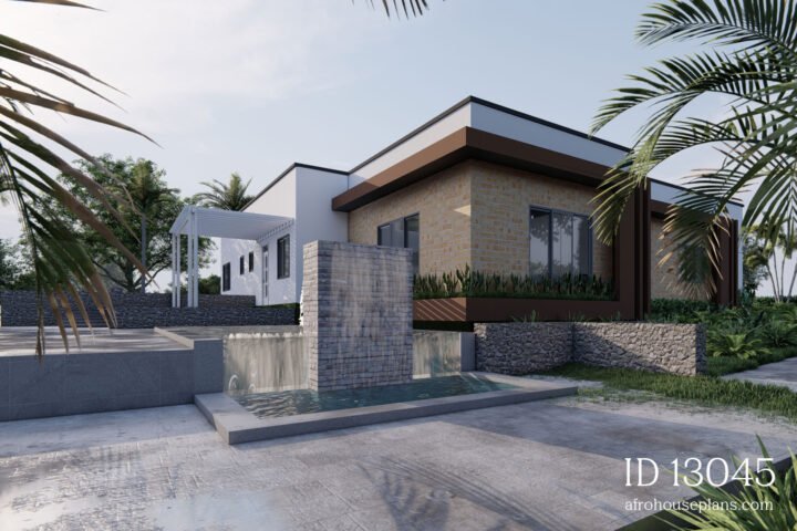 single story 6 bedroom house floor plans: right side view