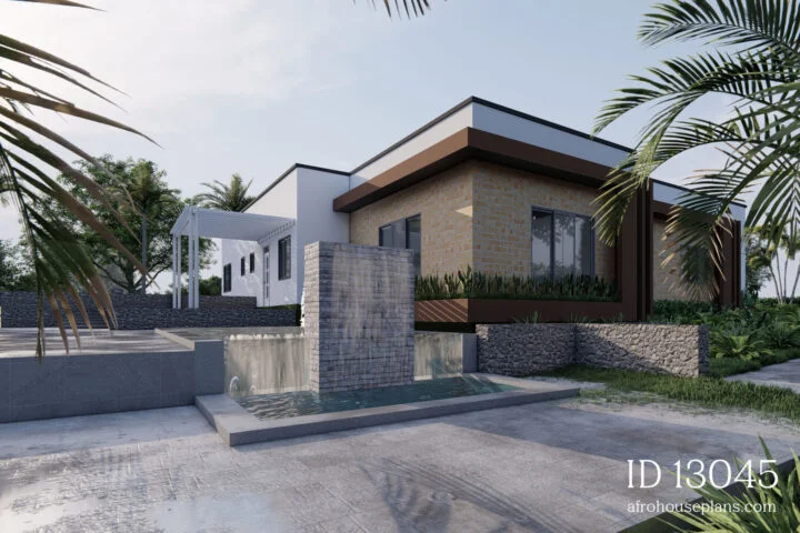 single story 6 bedroom house floor plans: right side view