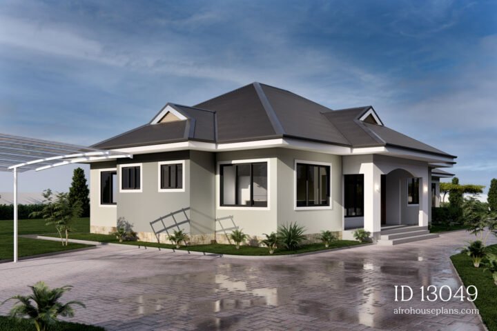 Split Bedroom House Plan - Side View