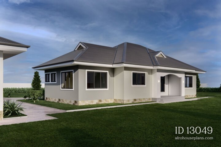 Split Bedroom House Plan - side view