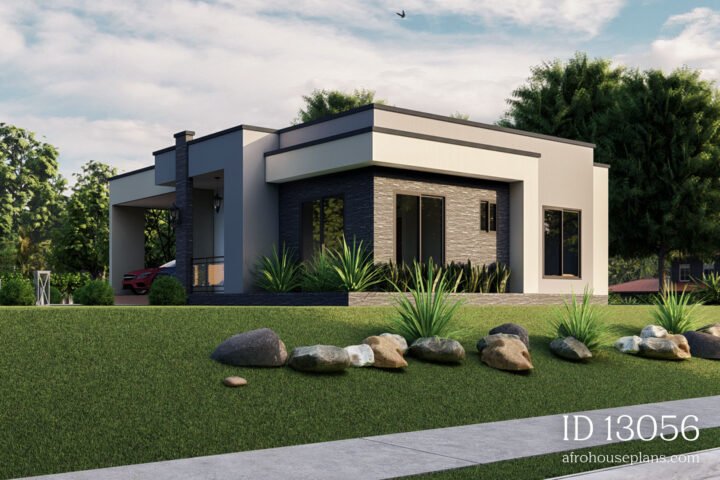 Low budget modern 3 bedroom house design - Back view